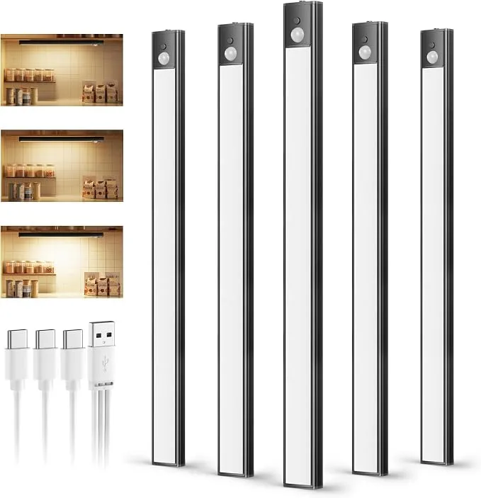 Pack 5 Luces LED Cocina Daphomeu Recargables con Sensor de Movimiento