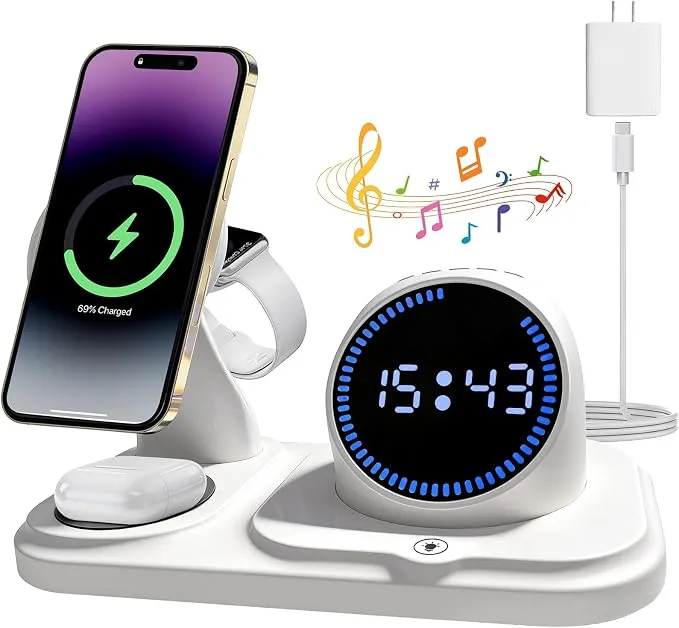 Cargador Inalámbrico 3 en 1 para iPhone, Apple Watch y AirPods con Altavoz Bluetooth