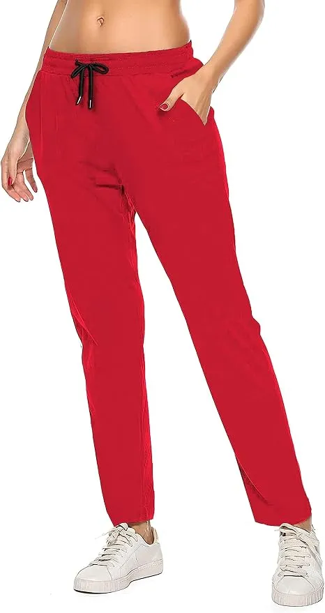 Pantalón Chándal Mujer Algodón con Bolsillos y Cintura Ajustable