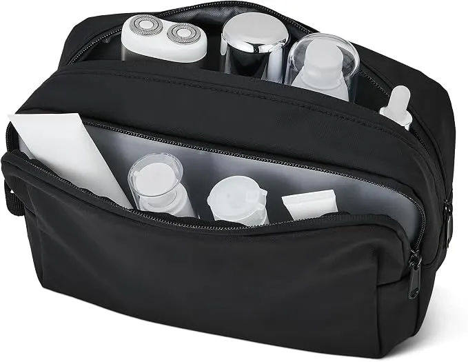 Amazon Essentials Bolsa de Viaje Grande para Afeitar, 25.4 cm, Negro