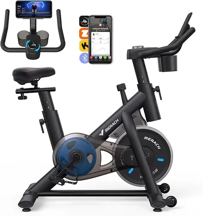 MERACH Bicicleta Estática Profesional para Casa con Resistencia Ajustable y Pantalla LCD