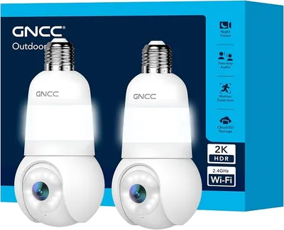 Pack 2 Cámaras Bombilla WiFi GNCC 2K con Visión Nocturna a Color y Seguimiento
