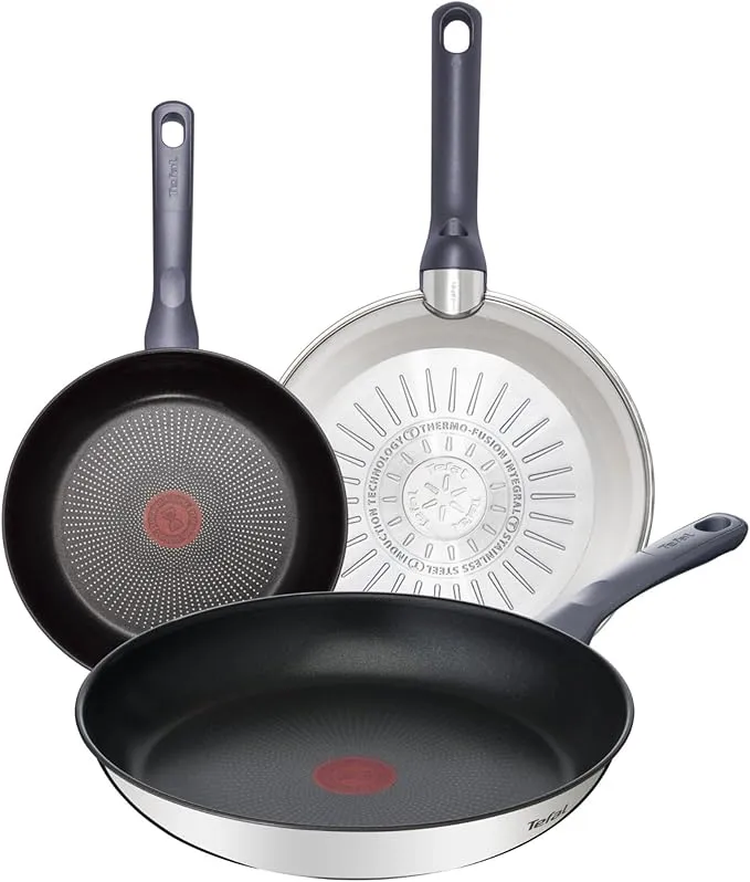 Tefal Daily Cook - Juego de 3 Sartenes (24/26/30 cm) Acero Inoxidable