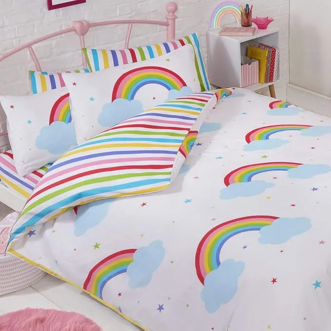Juego de funda nórdica doble y almohada cielo arcoiris