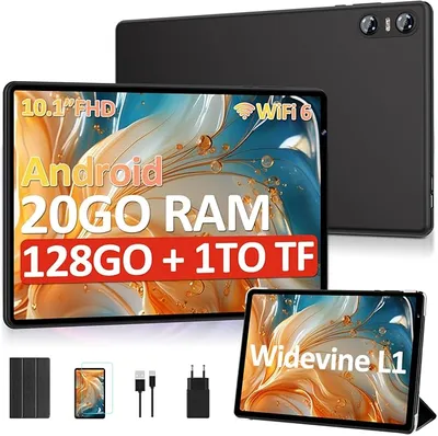 SKYEGG Tablet 10 Pulgadas Android, 20GB RAM + 128GB ROM (Ampliable hasta 1TB), Widevine L1, WiFi 6, Batería 6000mAh, con Funda – Ideal para Estudio, Trabajo y Entretenimiento – Negro Estrella