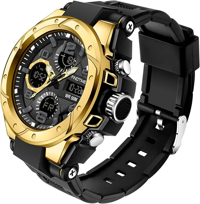 Reloj Deportivo FINDTIME Táctico para Hombre con Doble Hora y Resistencia al Agua