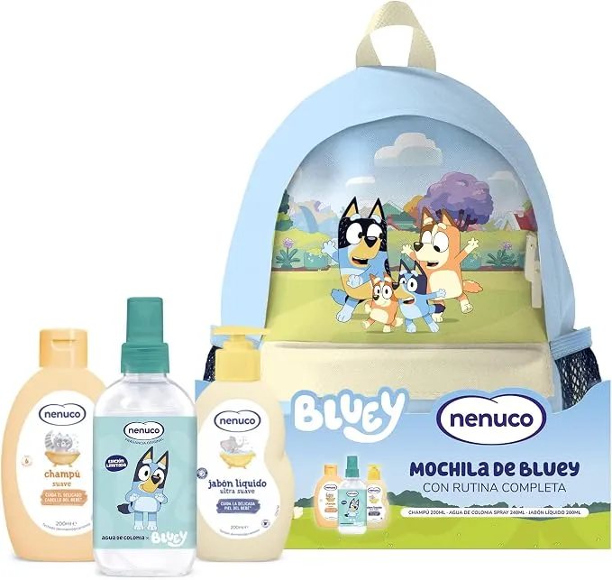 Nenuco Pack Infantil Bluey Edición Limitada con Champú, Jabón y Colonia