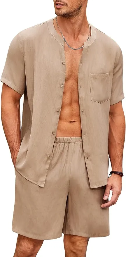 Pijama Hombre Algodón Manga Corta y Pantalón Ekouaer Oferta Increíble