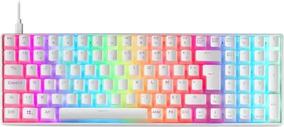 Mars Gaming MKULTRA Teclado Mecánico Blanco RGB Compacto 96% Switch Outemu SQ Azul Idioma Francés