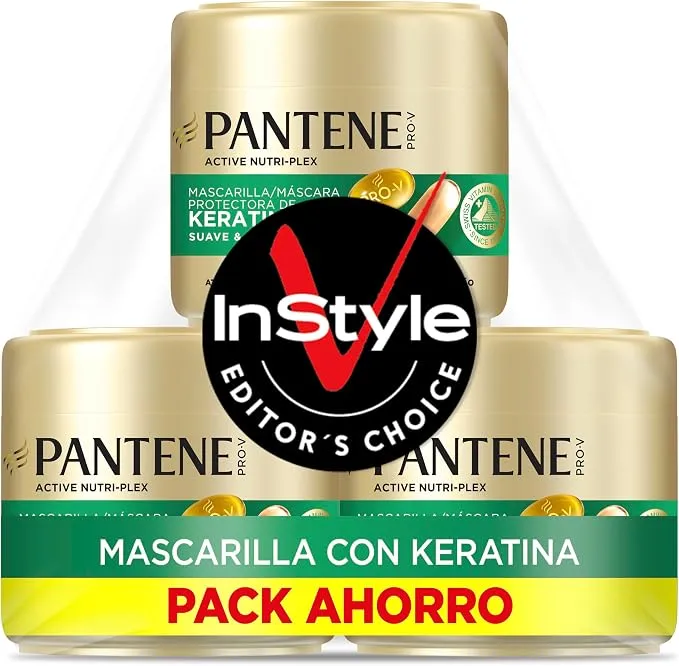 Pantene Pack 3 Botes Mascarilla Keratina para Cabello Encrespado