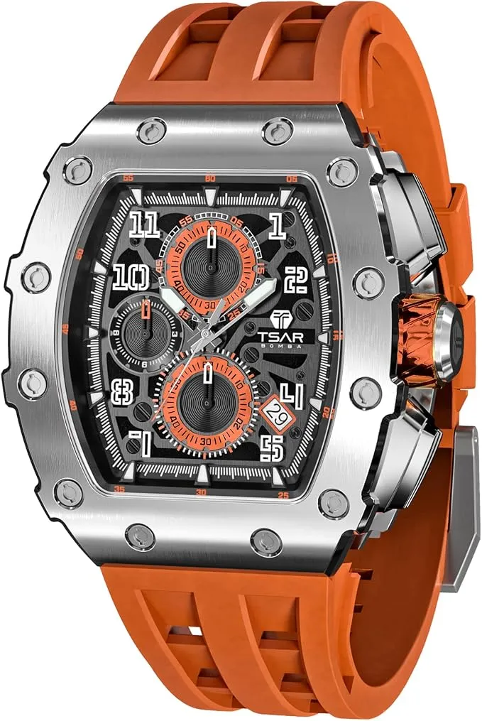 Tsar Bomba - Reloj de Lujo para Hombre con Cronógrafo y Correa de Silicona