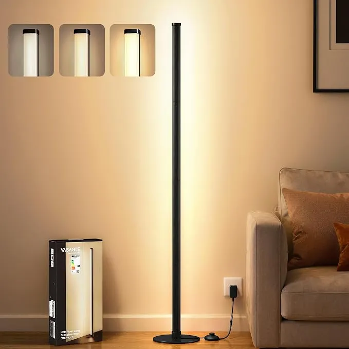 VASAGLE Lámpara de Pie LED Regulable 3000K Negro Mate