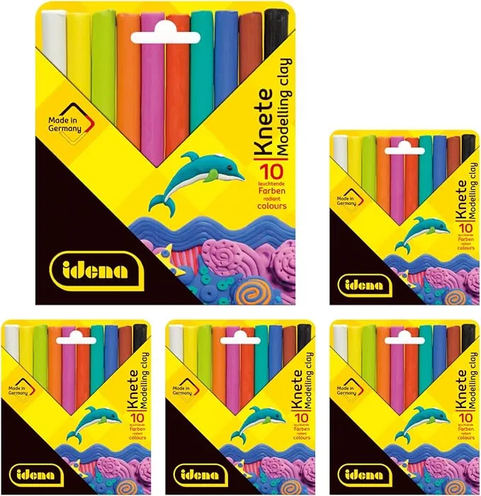 Idena 90386: Lote de Plastilina con 50 Barritas en 10 Colores para la Diversión Infantil