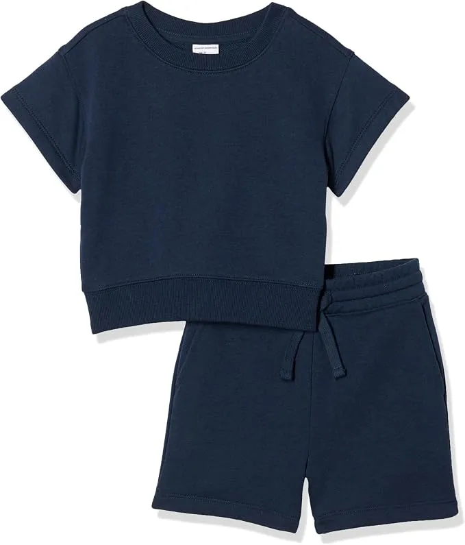 Amazon Essentials Conjunto de sudadera y pantalones cortos de corte holgado Niño, Pack de 2