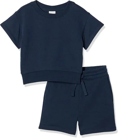 Amazon Essentials Conjunto de sudadera y pantalones cortos de corte holgado Niño, Pack de 2