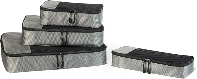 Amazon Essentials Juego de 4 Cubos Organizadores de Viaje con Malla
