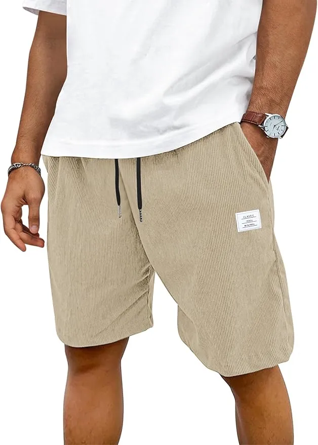 TARAINYA Pana Pantalones Cortos Hombre Algodón Cordón Elástico Casual Shorts con Bolsillos