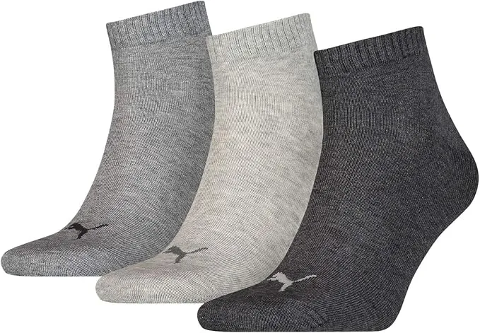Puma Calcetines Quarter Plain 3P Unisex Gris/Antracita