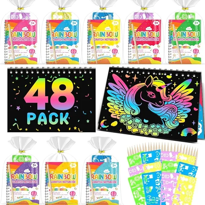 48 Kits de Scratch Art para Niños - Ideal para Cumpleaños y Piñatas