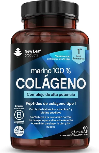 Colágeno Marino Hidrolizado New Leaf con Ácido Hialurónico y Vitamina C - 60 Tabletas