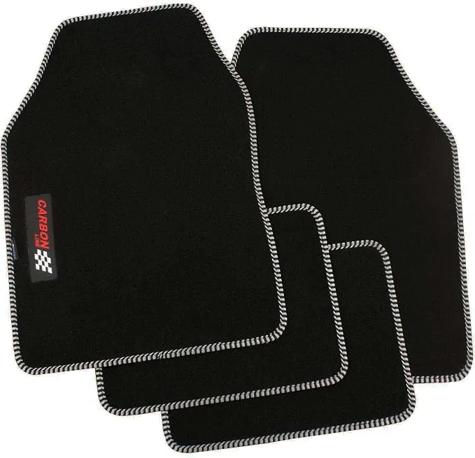 PETEX Alfombrillas Universales de Carbono para Coche (4 Piezas, Negro/Plateado)