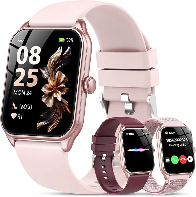 Reloj Inteligente para Mujer con 3 Correas, Llamadas Bluetooth y Monitor de Salud