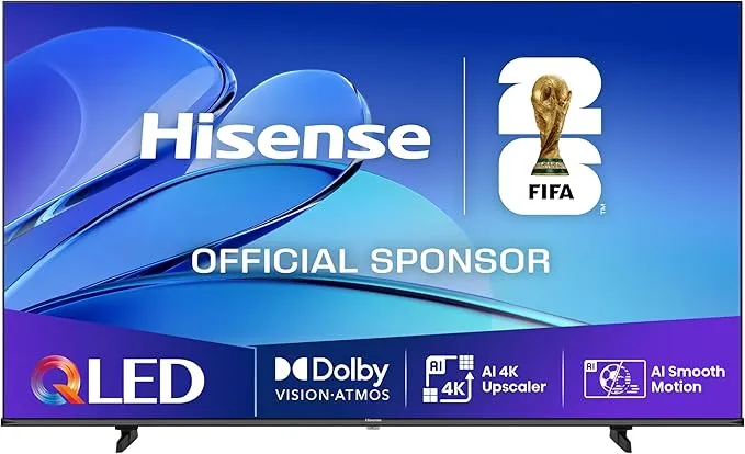 Hisense 50E7Q - QLED Smart TV 50 Pulgadas, Dolby Vision, Dolby Atmos, Modo Juego Plus, 60Hz VRR 120 fps, Modo Deportes, Monvimiento Suave IA, Bluetooth y HDMI 2.1, Control por Voz Alexa