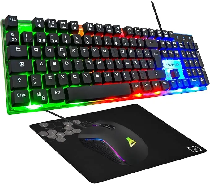 G-Lab Combo Yttrium - Pack Teclado y Ratón Gaming 3 en 1 para PC/PS4/PS5