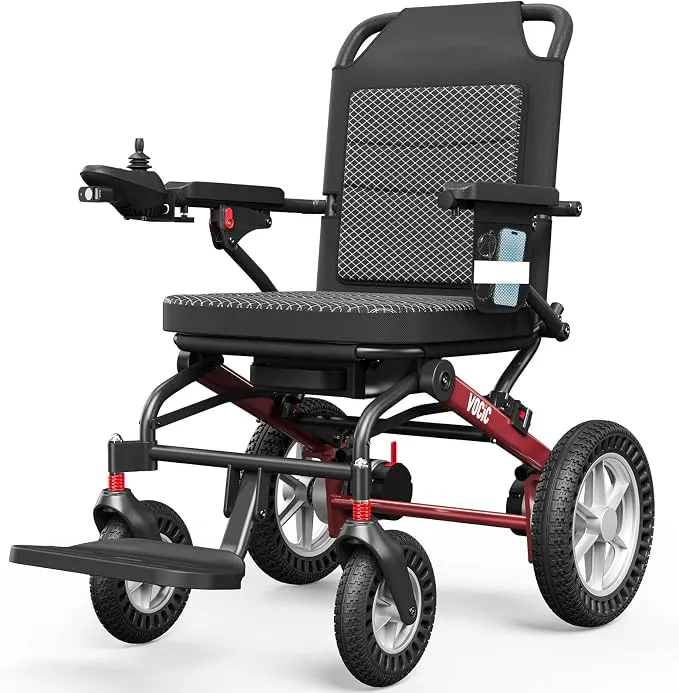 Silla de Ruedas Eléctrica Plegable VOCIC V21 Ligera para Mayores - Rojo