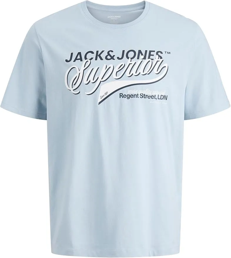 Camiseta JACK & JONES Jjelogo SS O-Neck para Hombre, Azul Celestial