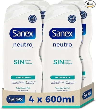 Sanex Gel de Ducha Neutro Hidratante 4x600 ml