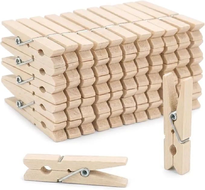 Pinzas de Madera para Ropa (Pack 50, 7.5cm, Resistentes, Antióxido)