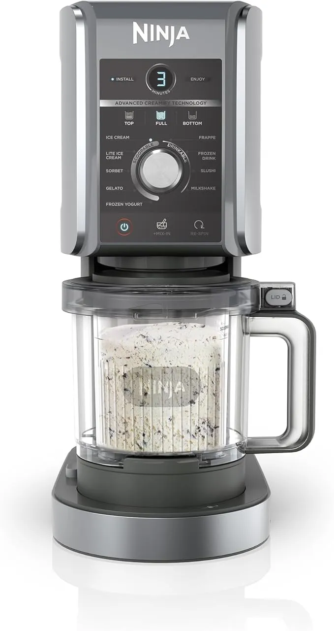 Ninja CREAMi Deluxe Heladera Multifunción Plateado con 10 Programas
