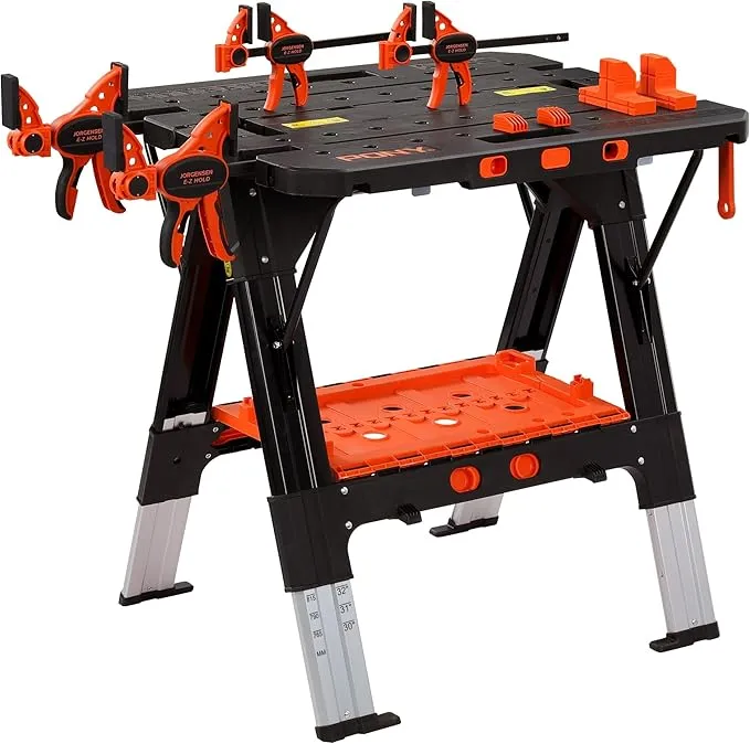 PONY Banco de Trabajo 2 en 1 Plegable, Mesa de Trabajo hasta 454 kg