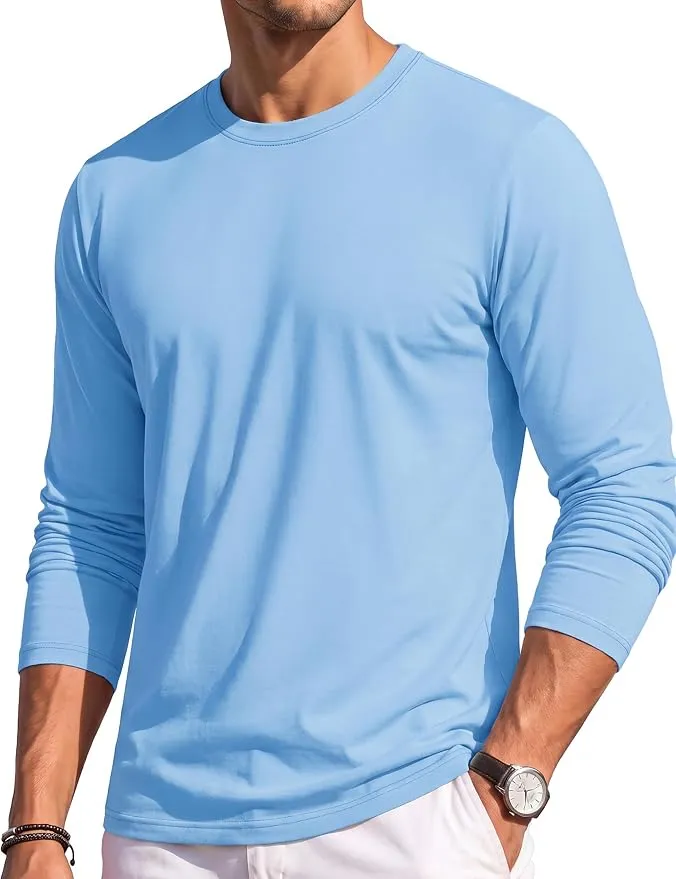 Camiseta Básica Manga Larga Hombre TACVASEN Algodón Puro