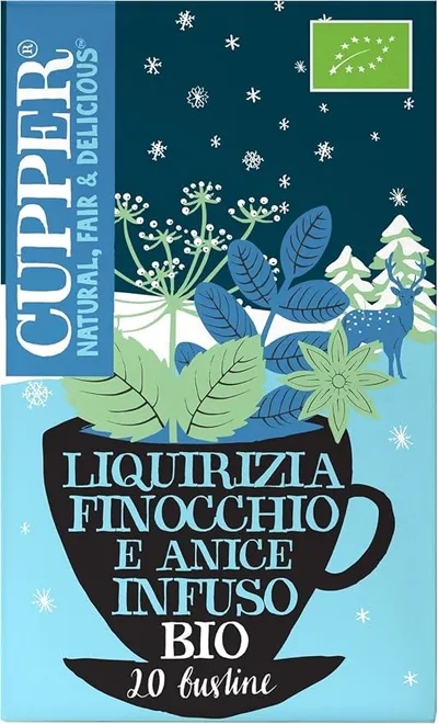Cupper Infusiones Ecológicas Regaliz, Hinojo y Anís - 20 Bolsitas