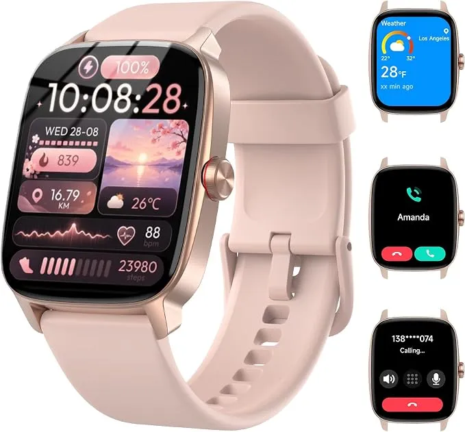 Reloj Inteligente Mujer Hombre con Llamadas Bluetooth y Voz AI, 1.85'' Smartwatch con Whatsapp