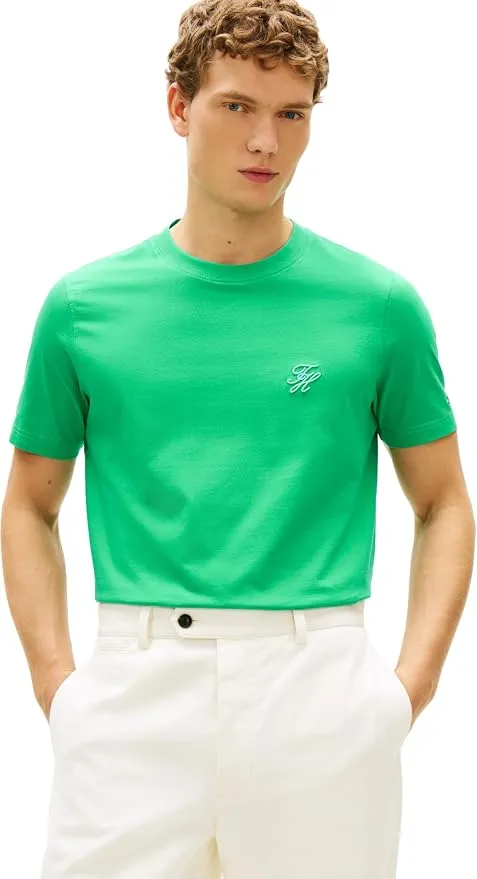 Tommy Hilfiger Camiseta Manga Corta Hombre Script Monogram Algodón Verde XXL