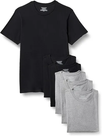 Amazon Essentials Camisetas de Cuello Redondo de Corte Ajustado Hombre, Paquete de 6