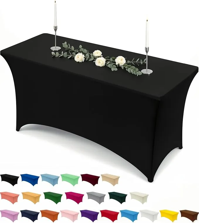 Utopia Kitchen Mantel Rectangular Elástico de Poliéster Negro (183 cm)