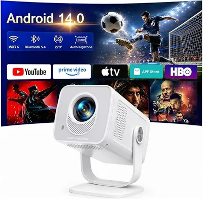 Proyector Portátil TOPTRO MiniProyector 4K con Android 14.0 y WiFi 6