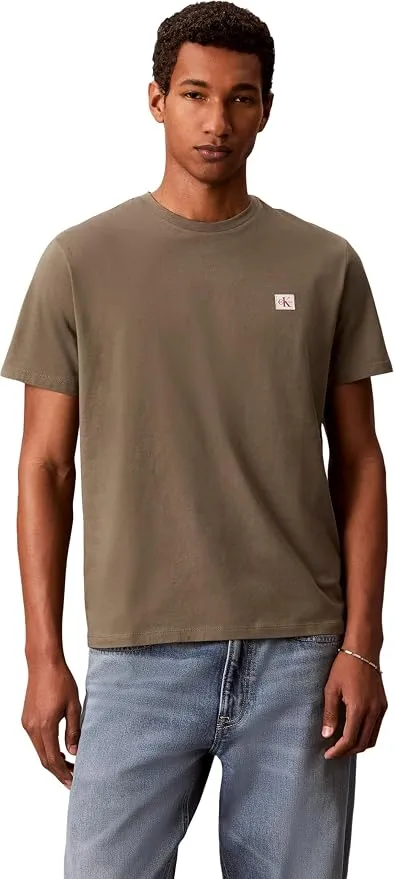 Calvin Klein Camiseta Clásica Jersey SS Badge 30S Hombre Beige Talla M