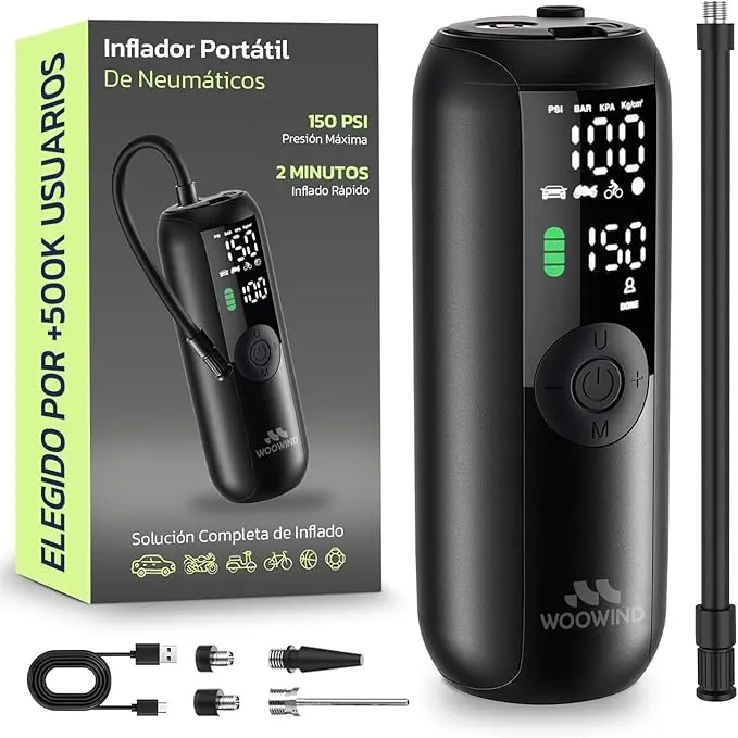 Inflador Portátil Woowind: Rápido, Sin Cables y con Apagado Automático