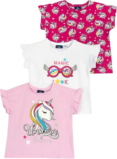 Set de 3 Camisetas de Manga Corta Chicco para Niñas 100% Algodón