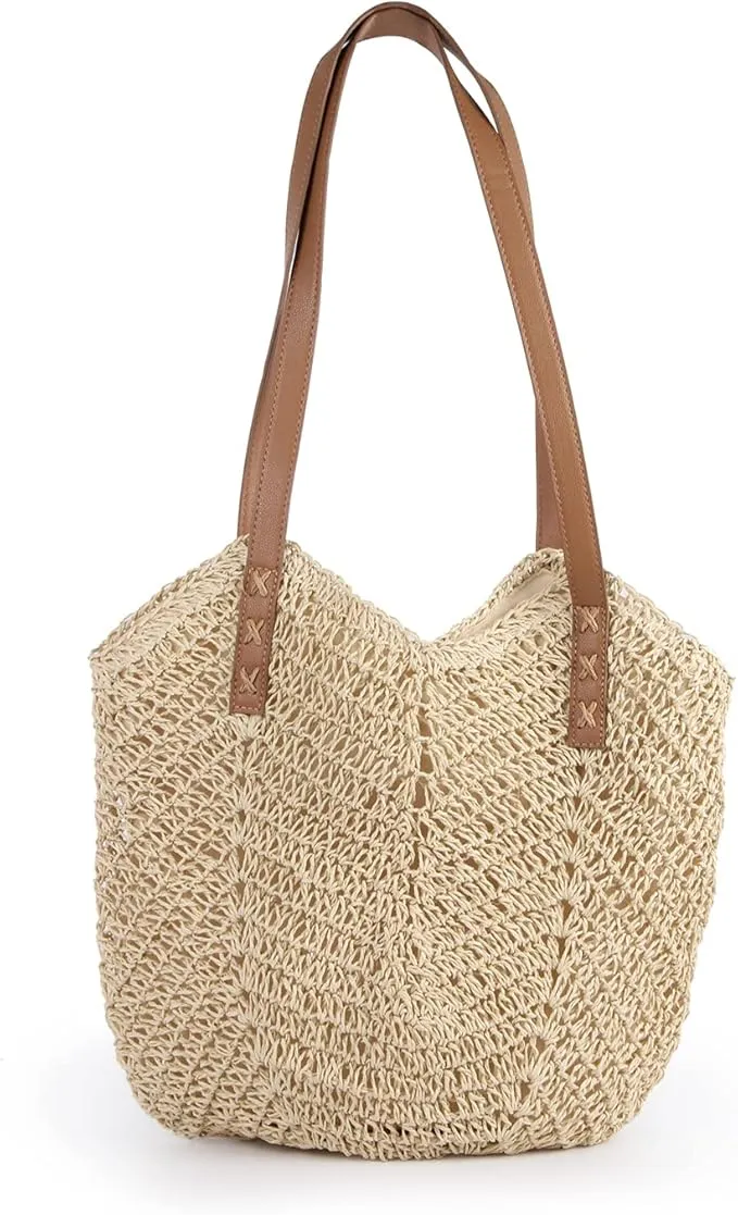 LUI SUI Bolso de Hombro de Paja para Mujer