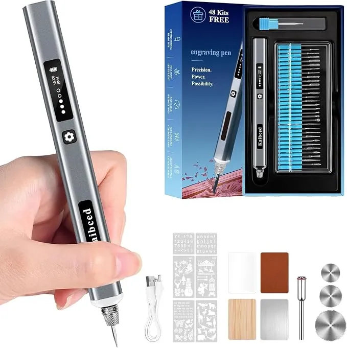 Mini bolígrafo de grabado inalámbrico con pantalla LED y 48 kits