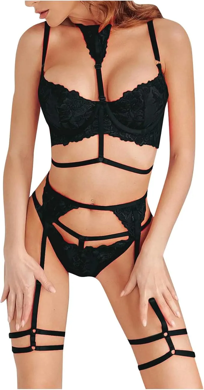 Conjunto de Lencería Sexy Encaje Floral