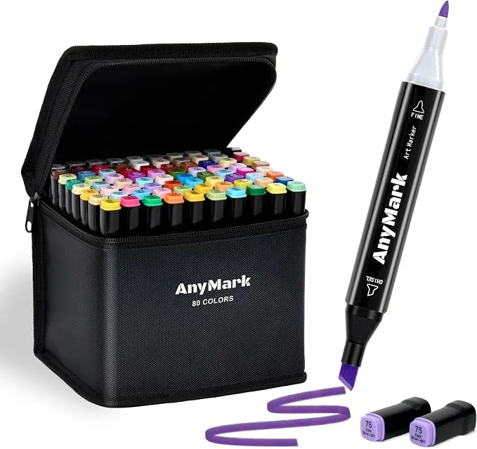 AnyMark Rotuladores de Alcohol 80 Colores