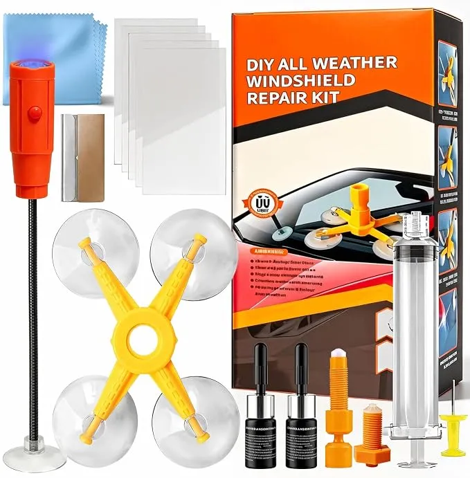 Kit Reparación Grietas Parabrisas Coche: Solución Rápida para Astillas y Daños Tipo Diana