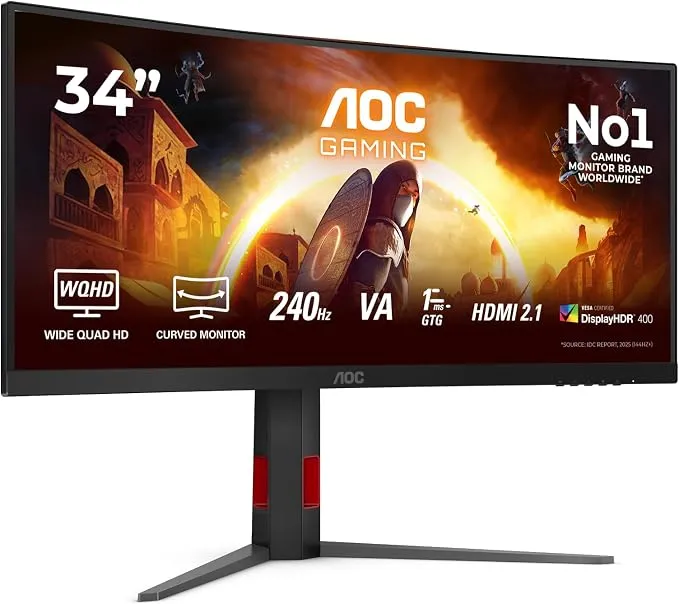 AOC CU34G4Z Gaming Monitor 34" 240Hz Fast VA, 1ms GtG, HDR400, Altura Ajustable
